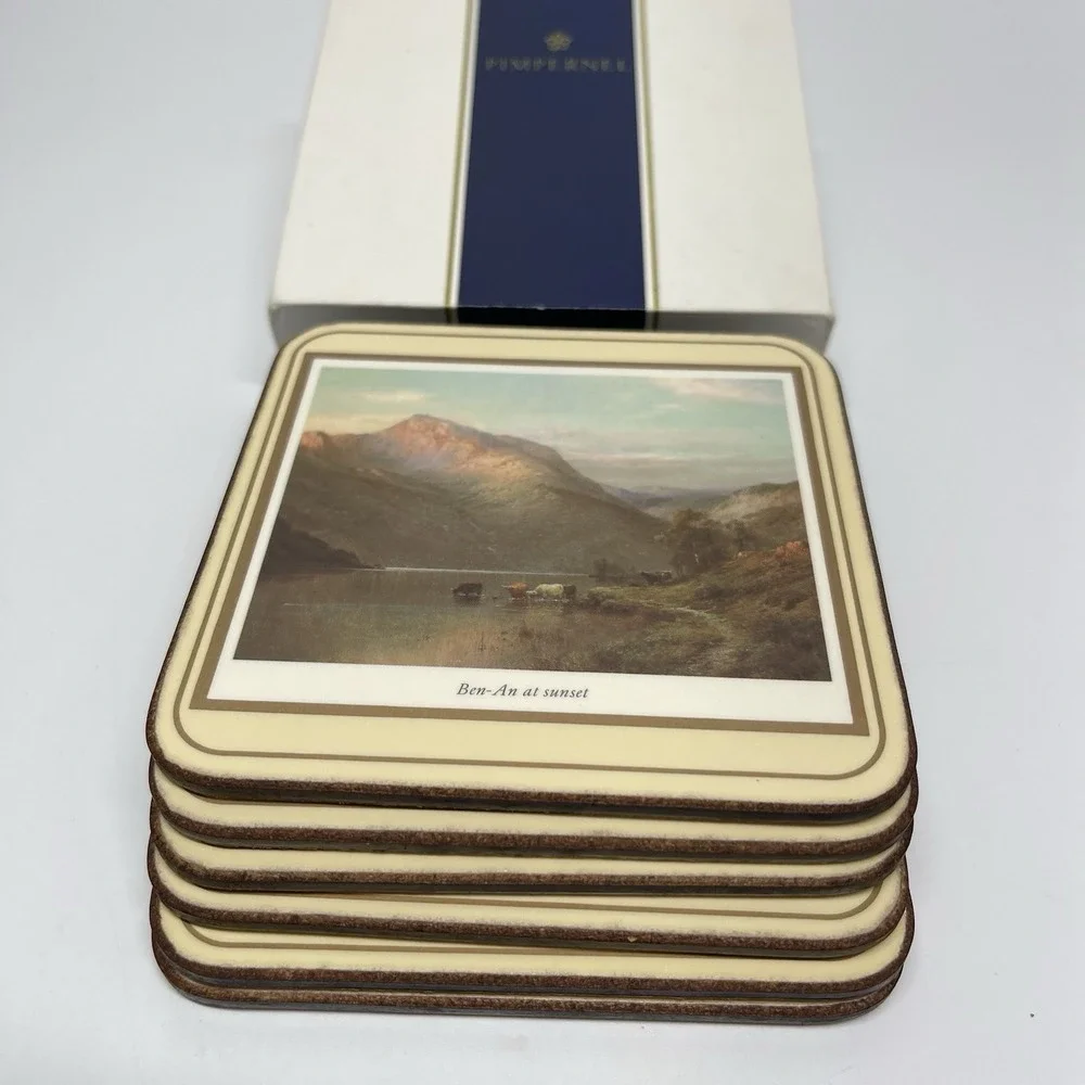 Vintage‎ Pimpernel Scottish Scenes Coasters England Cork Backed  4.25